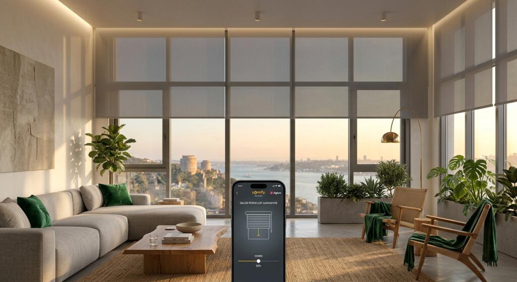Somfy ve Zigbee uyumlu akıllı motorlu perdeler