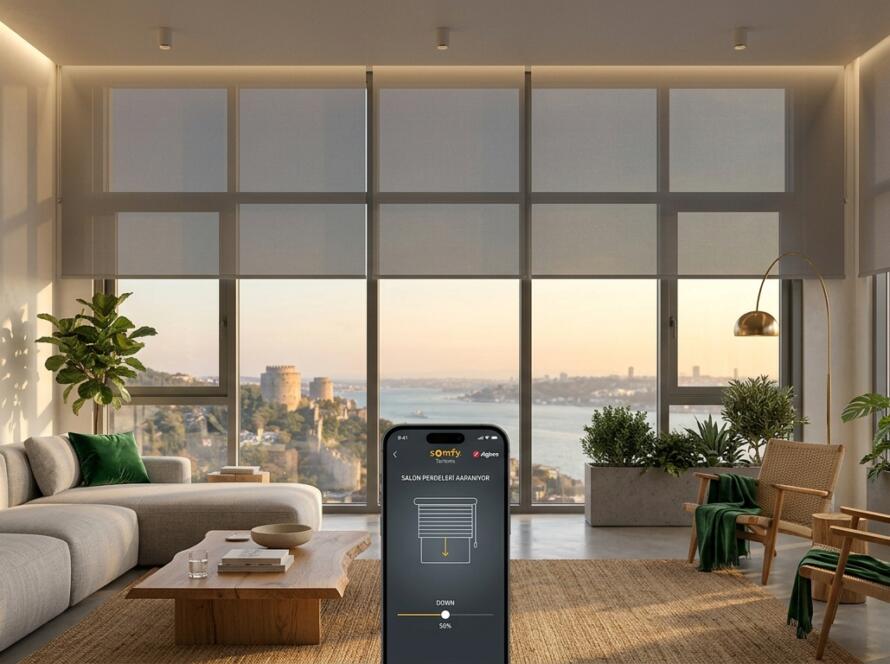 Somfy ve Zigbee uyumlu akıllı motorlu perdeler