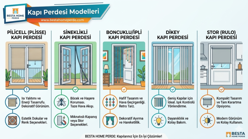 Bahçeye açılan verandada uçuşan beyaz şeritli balkon kapı perdesi