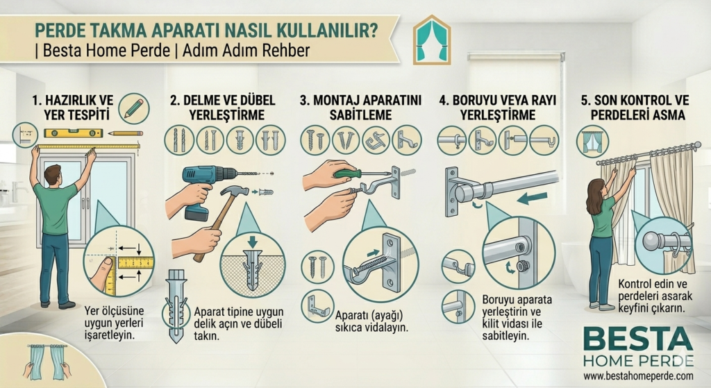 Tavandaki kornişe kolayca düğme takmayı sağlayan plastik perde matik aparatı