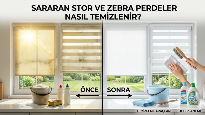 Sararan stor ve zebra perdeleri evde temizleme yöntemleri