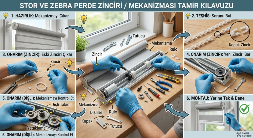 Stor perde yan mekanizma ve zincir tamiri nasıl yapılır