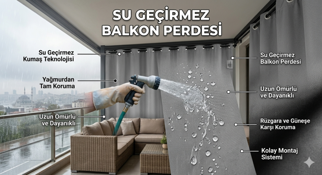 Yağmura ve rüzgara dayanıklı su geçirmez dış mekan balkon perdesi