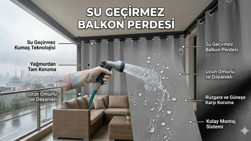 Yağmura ve rüzgara dayanıklı su geçirmez dış mekan balkon perdesi