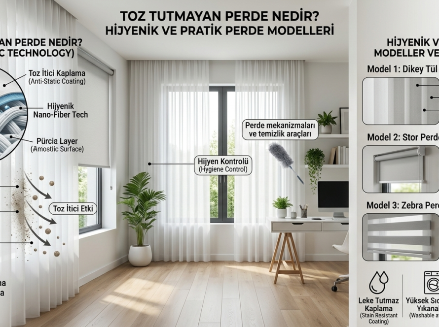 Anti-statik özelliği sayesinde toz tutmayan modern dikey tül perde