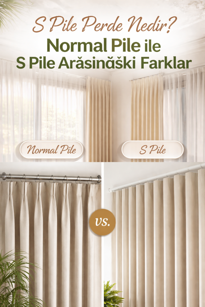 Tavandan yere kadar kusursuz dalgalar halinde inen S pile tül perde