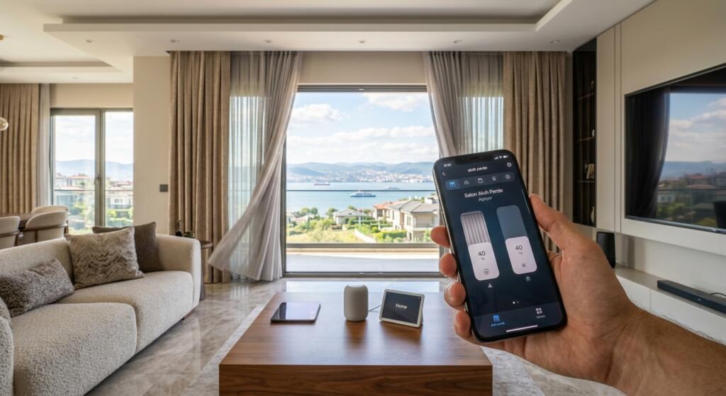İzmit akıllı perde sistemleri koleksiyonumuzdan akıllı telefonla yönetilebilen lüks motorlu mekanizmalar