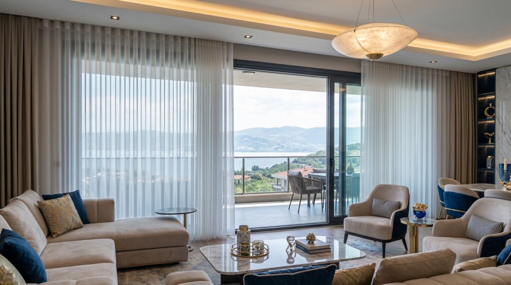 İzmit lens perde modelleri ile modern salonlara değer katan dikey tül tasarımları