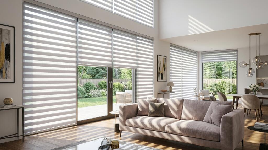 Başiskele zebra perde koleksiyonundan modern salonlar için özel tasarımlar